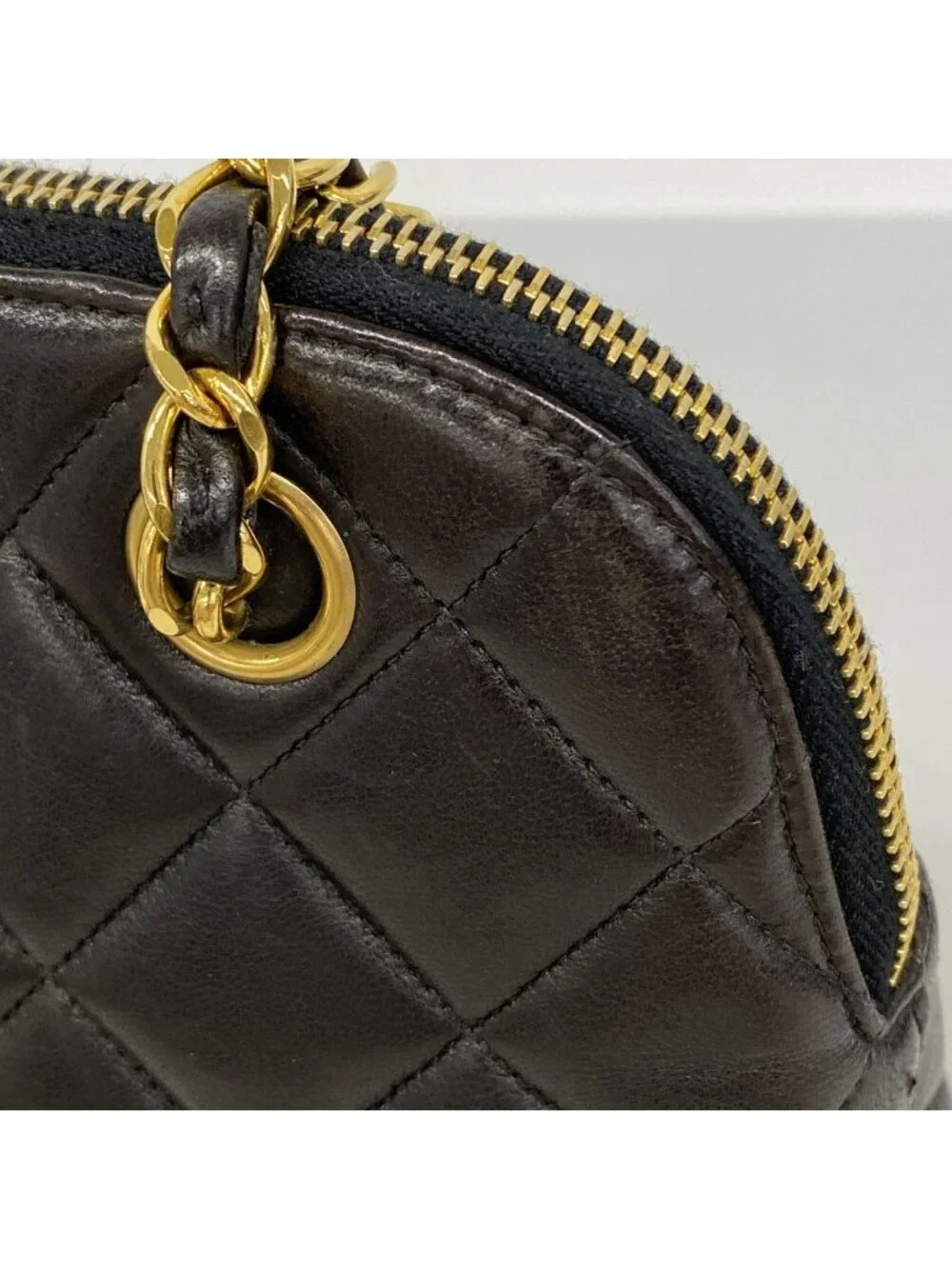 Chanel Shoulder Bag Quilted Lambskin Black Gold